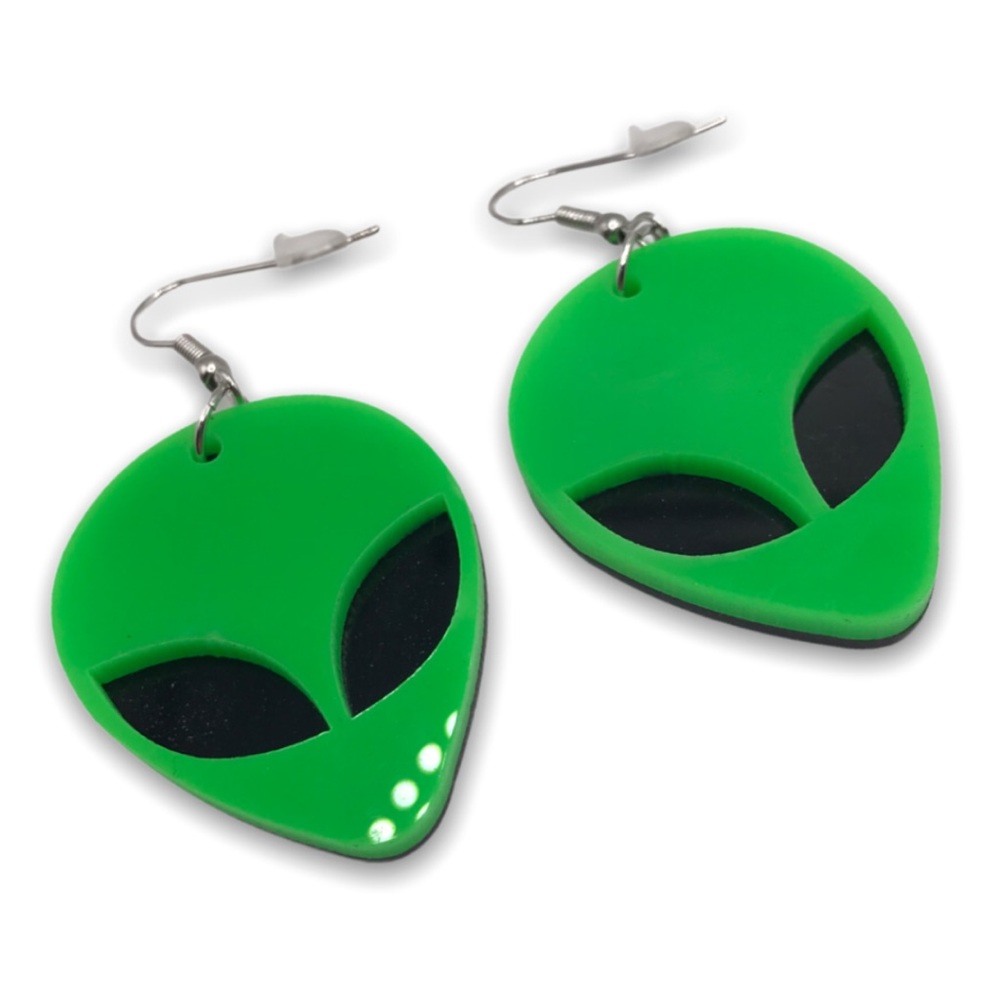 Neon Alien Acrylic Earrings new